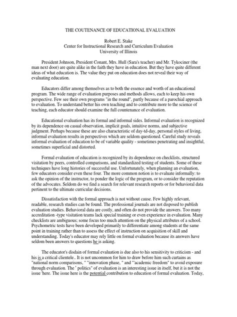 the countenance of educational evaluation.